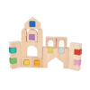22Pcs Children's Montessori Wooden Cabin Toy  Acrylic Gemstone Cube Stacking Block  Color Cognition Learning Toy
