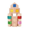 22Pcs Children's Montessori Wooden Cabin Toy  Acrylic Gemstone Cube Stacking Block  Color Cognition Learning Toy