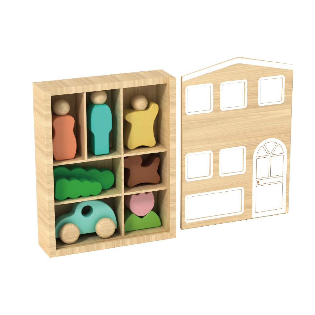 Children's Montessori Rainbow Wooden Dollhouse Toy Set Interactive Educational Early Learning Toys - Image 3