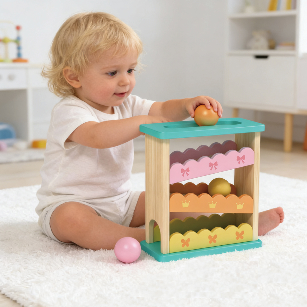 Wooden Roller coaster Track Speed Race Roller Skating Game Children's Puzzle Interactive Montessori Toy