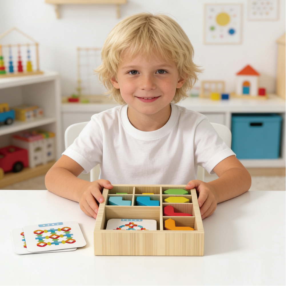 3D Creative Montessori Wooden Puzzle Toy Safety Geometry Indoor Game Stacking Game