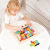 Wooden Crocodile Russian Jigsaw Puzzle Kid Learning Early Education Color Shape Game Thinking Logic Cube Toy Set